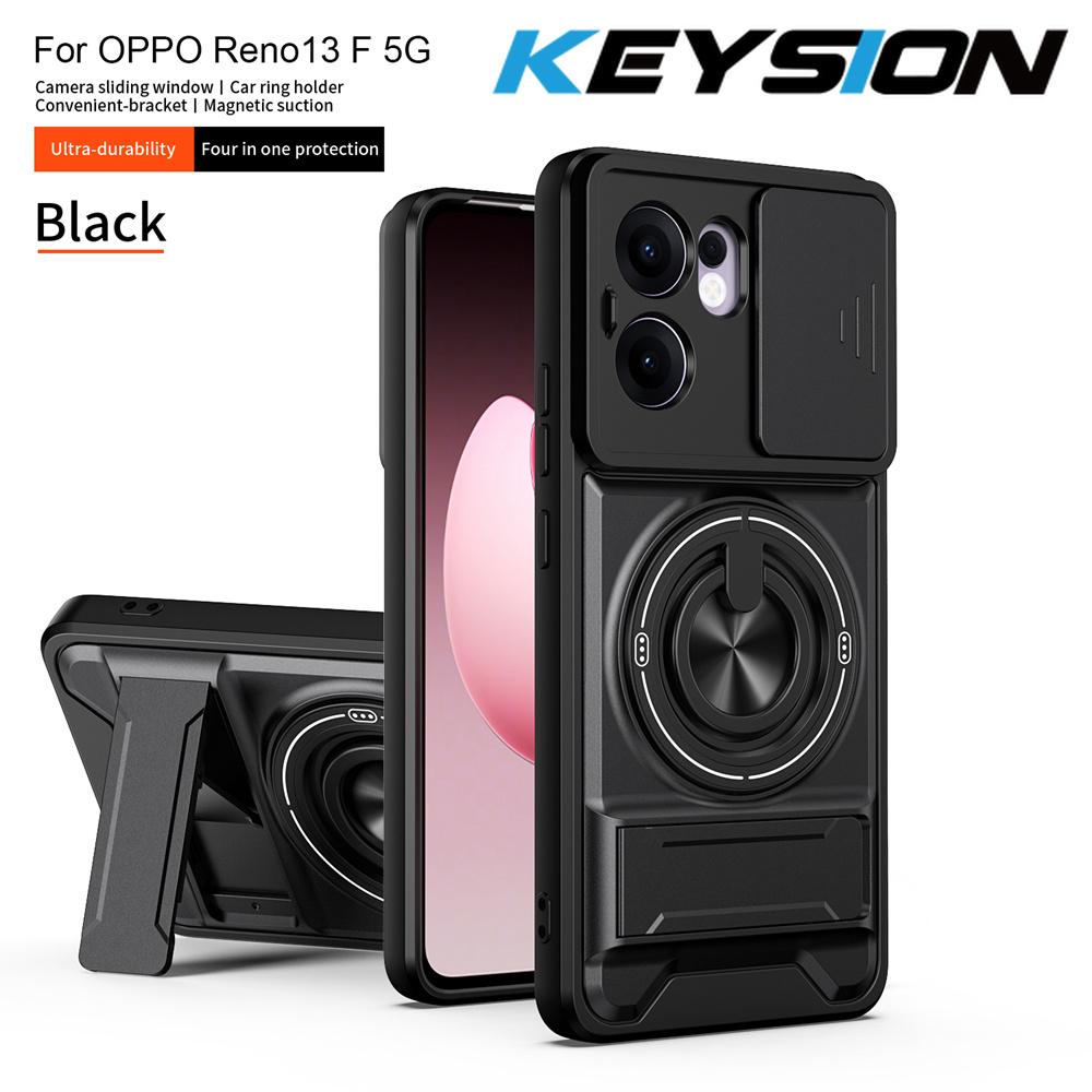 KEYSION Magnetic Phone Case for OPPO Reno13 Pro 5G Reno13 F 5G Slide Camera Protection Upright Kickstand Ring Shockproof Cover