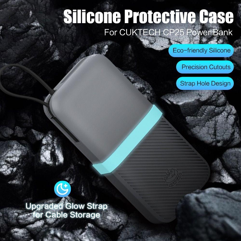 Solid Color Silicone Case Shockproof Carrying Case for CUKTECH CP25 20000mAh Power Bank 55W Travel