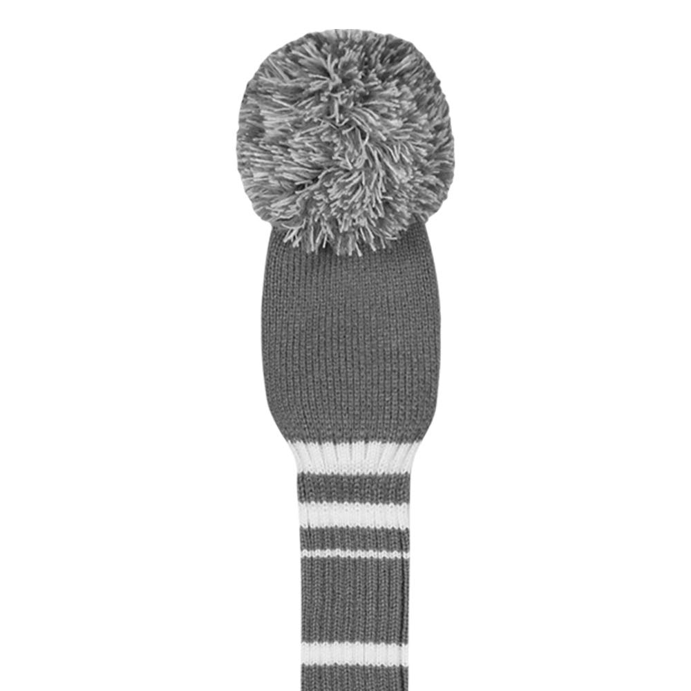 Set of 5 Knitted Golf Club Covers Gray with White for 1 Driver Wood 2 Fairway and 2 Hybrids Double-Layer (Steel Stripes) (460cc), Woods, (UT)
