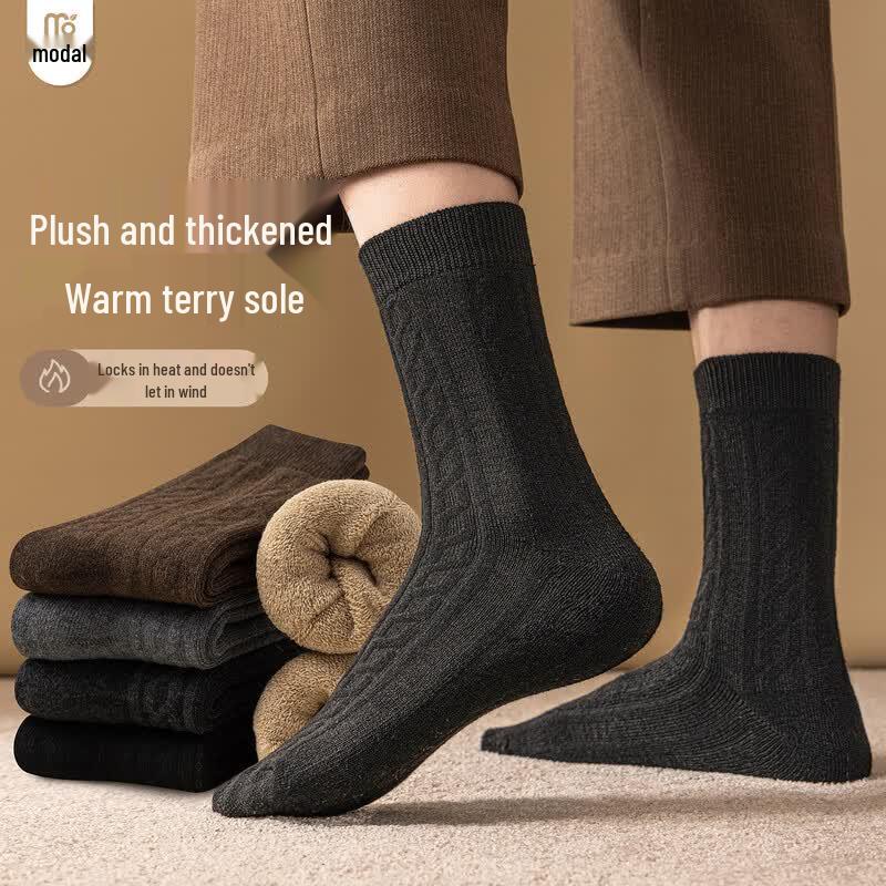 Men s Modal Blend Thermal Terry Winter Socks (5-Pack) One Size