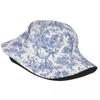 Navy Blue Toile De Jouy Bucket Hat Women Unisex Unisex Fashion French Countryside Floral Summer Fisherman Cap