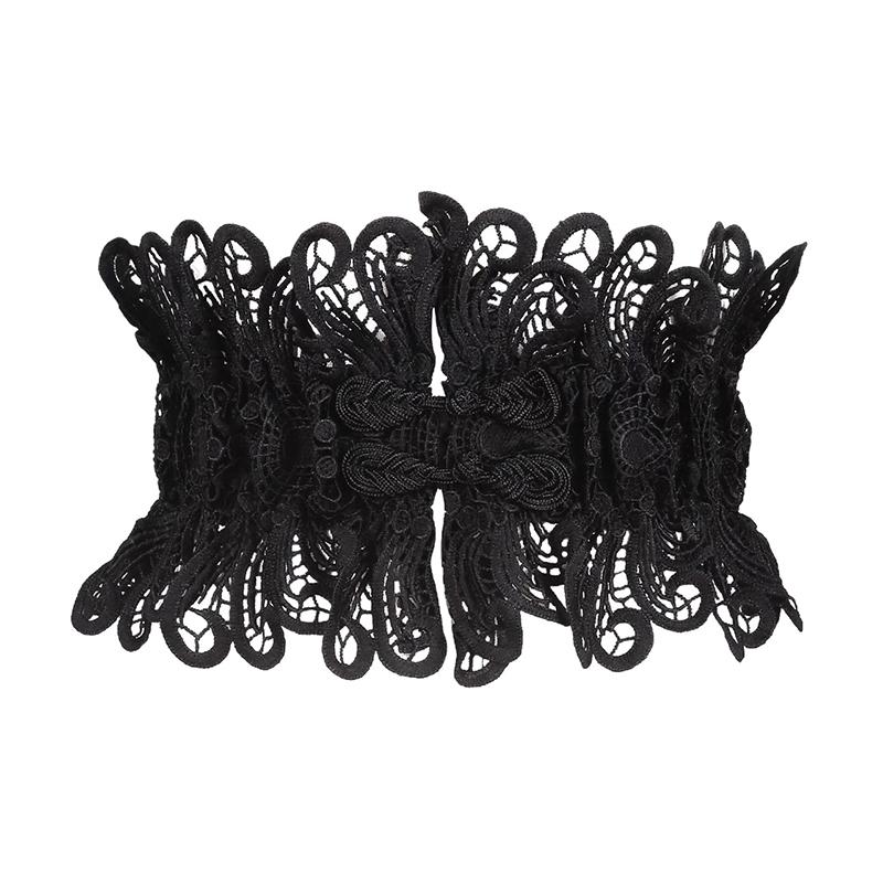 Vintage Lace Wide Waist Belt For Women Elastic Buckle Cinch Belt For Dress Blouse Elegant Female Waist Styling Decor Accessory