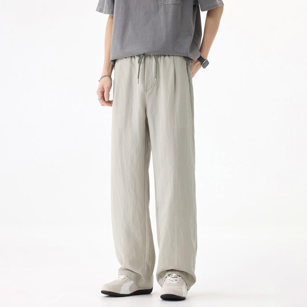Casual Pants Men's Spring and Summer Loose Straight Wide-leg Pants Breathable Thin Drape Men's Tencel Trousers