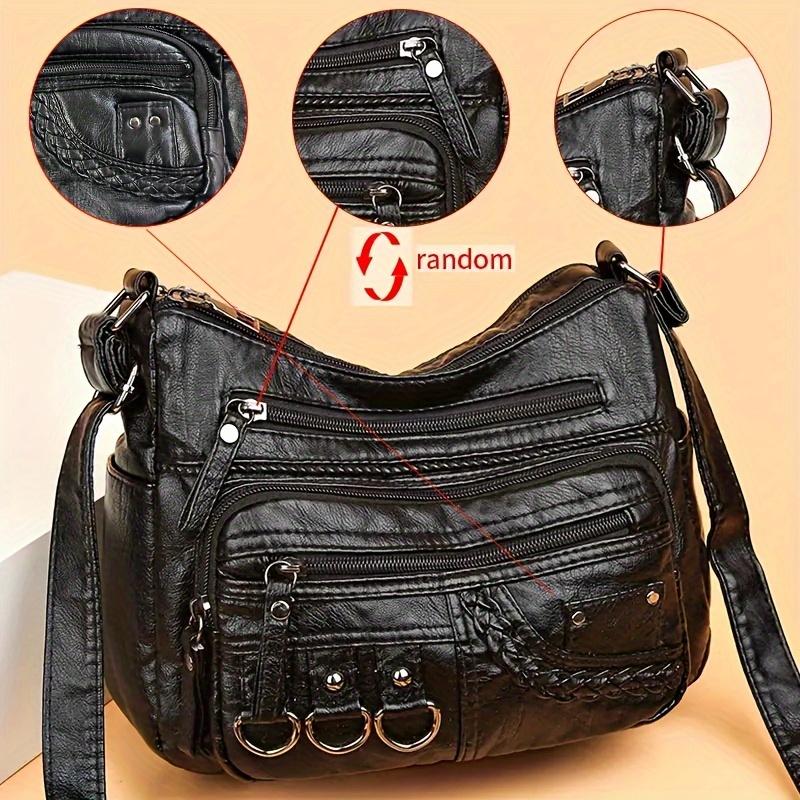 

Vintage PU Crossbody Bag, Retro Multi Layer Shoulder Bag, Women s Fashion Handbag Purse, Female Work Travel Messenger Bag One Size чёрный