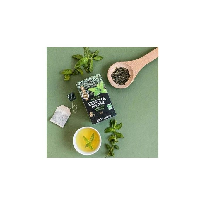 Organic Sencha Tea from Uji Japan and Mint In Tea Bags - Aromandise