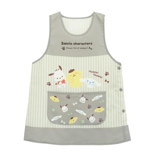 ON NISHIKI Sanrio Dog Characters Apron for Nursery Teachers, Side Buttons, Quick-Drying, Wrinkle-Resistant, Women's Character Apron (06 Gray/ML/45203)