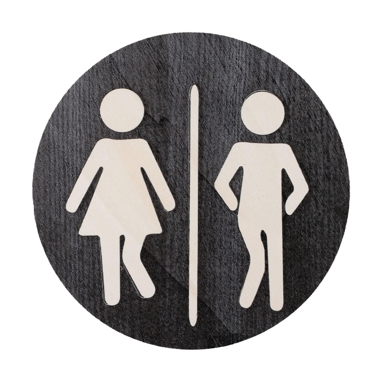 

Bathroom Wooden Sign Bathroom Creative Toilet Wall Sign Door Decoration чёрный