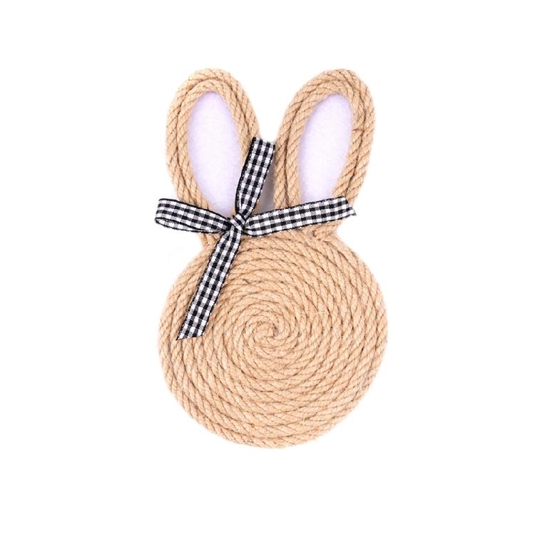 

Handcrafted Bunnies Cup Coasters Woven Rope Rabbit Shape Drink Mats Ideal For Easter Celebration And Daily Use Decoration