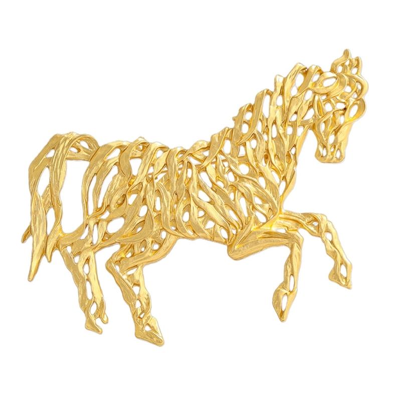 Intricate Chinese Horse Designs Metal Pin Artistics Hollow Craftsmanship Stylish Outfit Enhancer