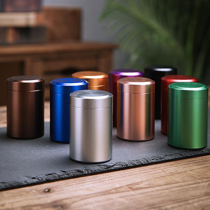 Luftdichte Geruchsdichte Teedose aus Aluminiumlegierung Mini Kräuter Vorratsbehälter Tragbarer Kaffee Aufbewahrungsbehälter Auslaufsichere Teedose