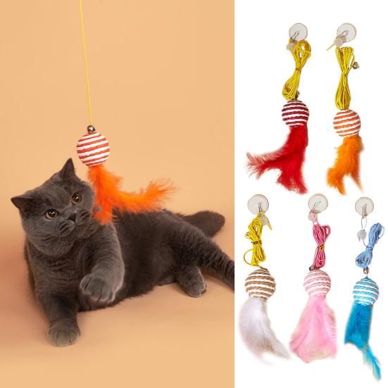 

Игрушка для кошек, высокая эластичность, веревка, украшение для перьев, подвесная дверь, плюшевое перо, домашнее животное