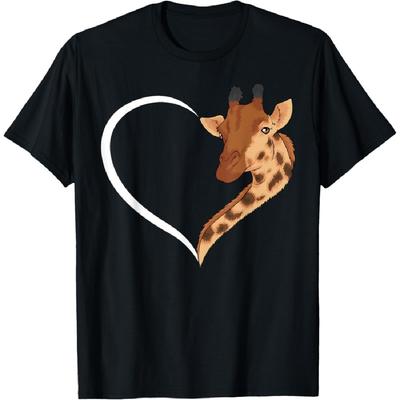 Giraffe Shirts For Women Girls Kids Heart Cute Giraffe T-Shirt