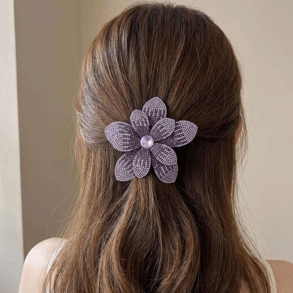 Sweet Large Rhinestone Hair Clip Double-layer Barrettes Flower Hair Clip Headwear Korean Style Spring Clips Women