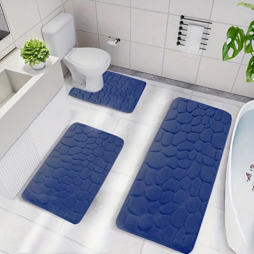 Ultra-Soft 3pcs Memory Sponge Bath Mat Set Soft Comfortable Bathroom Rug For Wash Basin Bathtubs Side