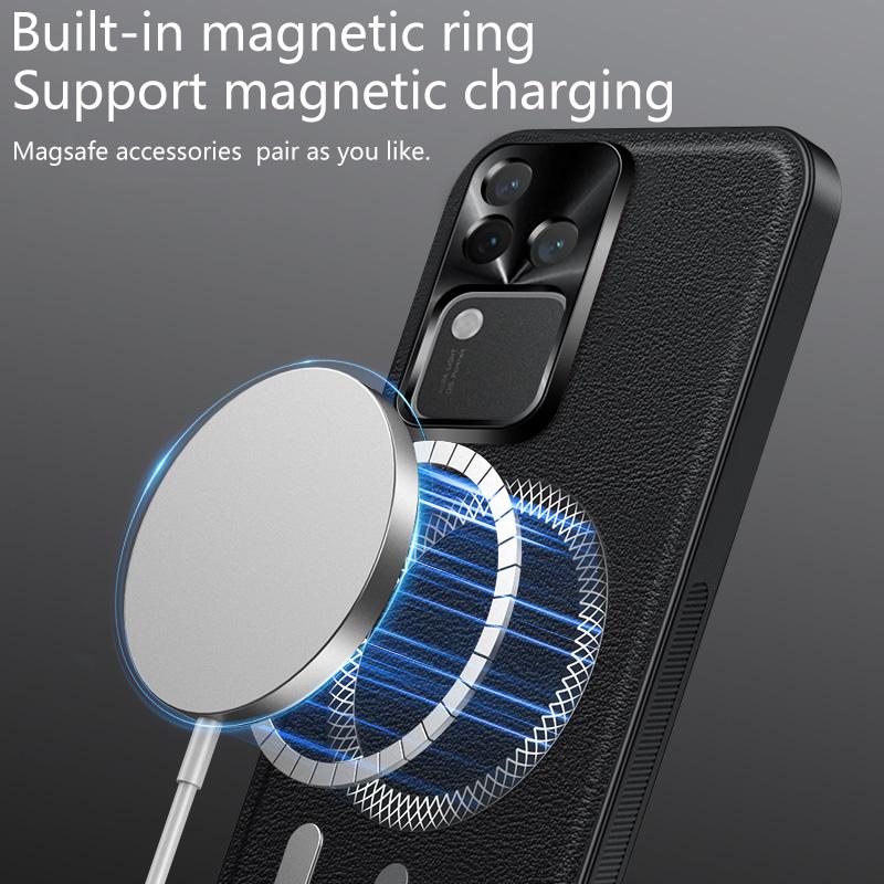 For Vivo S18 Pro V30 Pro Case Magnetic Elegant Leather Wear-Resistant Lens Fully Covered Non-Slip Grip Edge Cover Shell