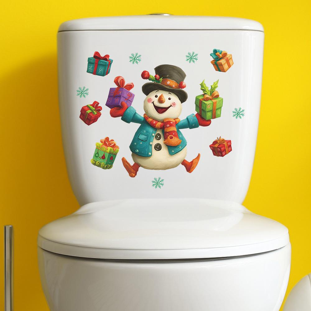 A Funny Snowman Bathroom Toilet Decoration Sticker for Giving Christmas Gifts