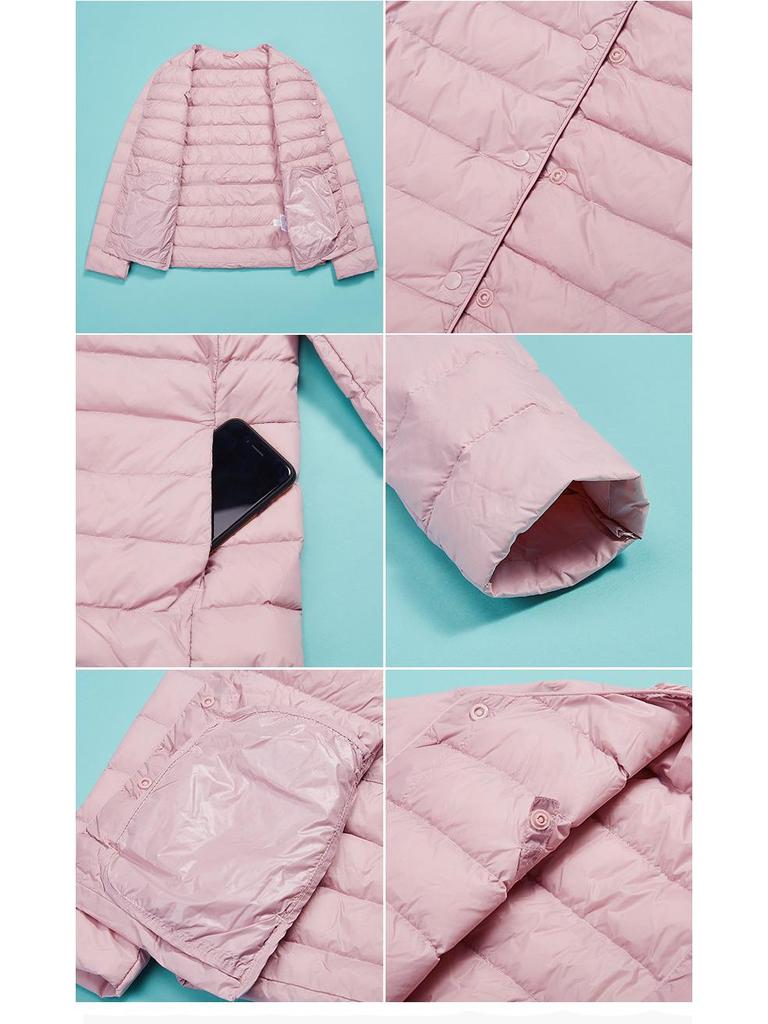 2024 Women's Slim Lightweight Down Jacket - Short, Round Neck, Warm Inner Layer, Trendy Plus Size Outerwear