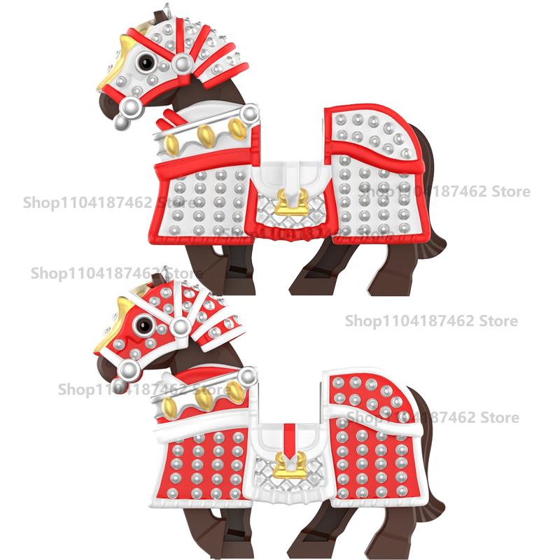 MOC Medieval Figure Mount Building Blocks Roman Wolf Warrior Infantry Lion Heart King Castle Knights Armored War Horse Brick Toy