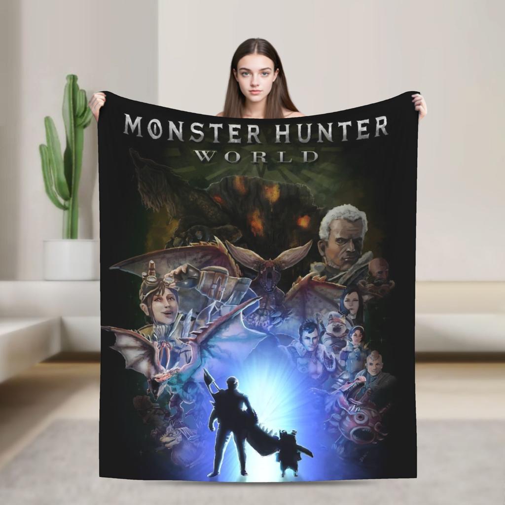 Monster Hunter Wilds Flannel Blanket Winter Soft Durable Throw Blanket for Couch Chair Fashion Bedspread Sofa Bed Cover