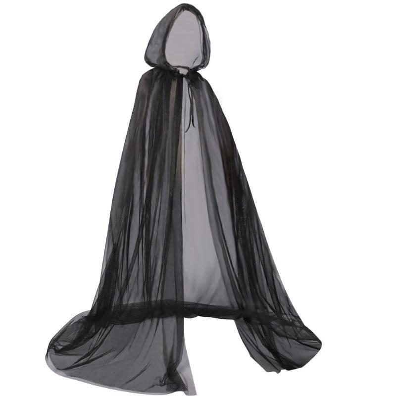 Frauen Männer Mesh Kapuzen Cape Mantel Top Robe Braut Party Kostüm Hochzeit