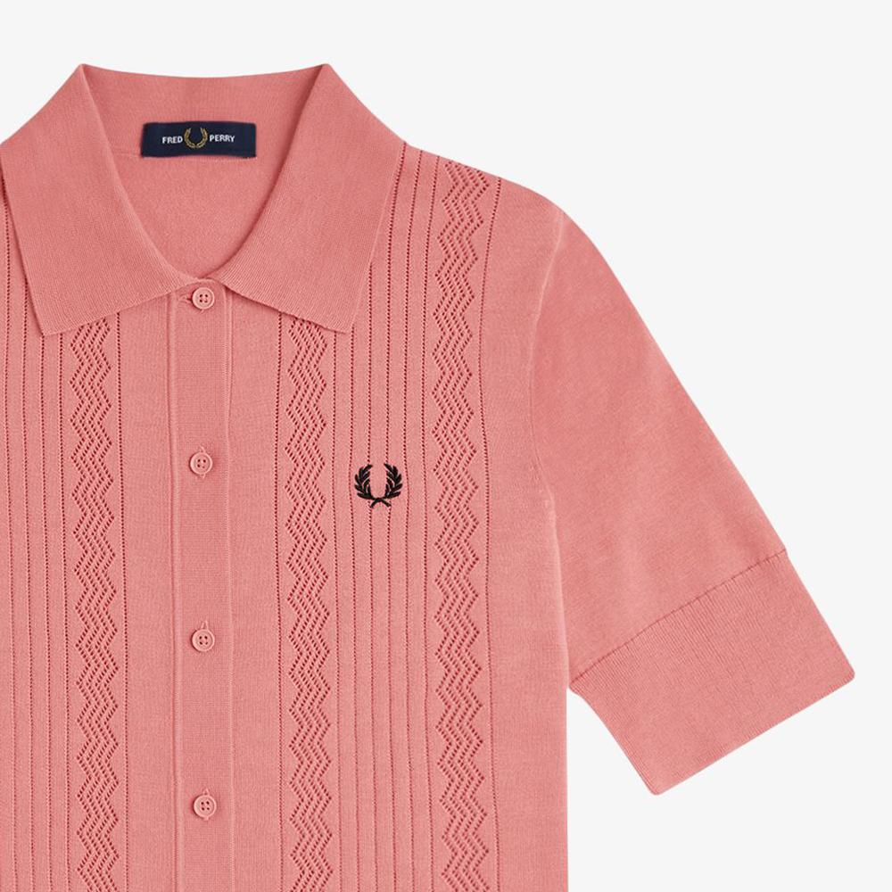 FRED PERRY [Womens] Pointel Detail Knit Shirt - Putty Pink (X90) Afpf2519133-X90