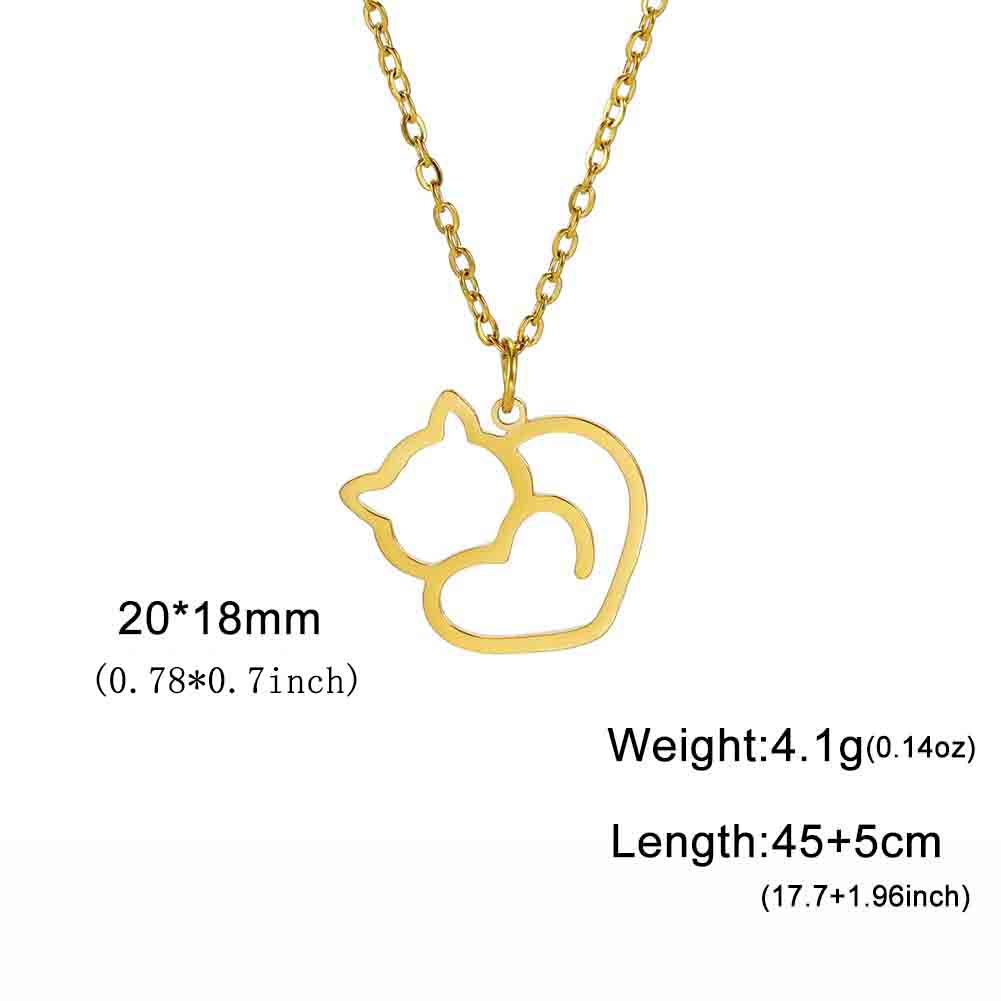 Cazador Cat Kitten Heart Paw Footprint Pendant Necklaces for Women Animal Jewelry Stainless Steel Neck Chain Necklace Gift 2026
