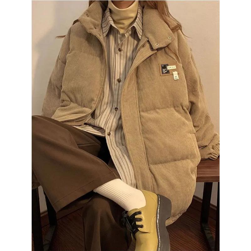 Korean Corduroy Cotton Coats for Men and Women In Winter Thickened Trendy Brand Cotton Coats Loose Casual Cotton Jackets Y2k Top