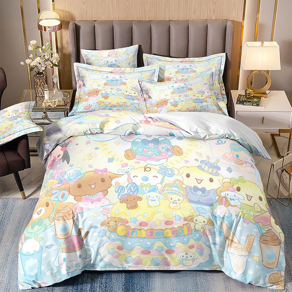Niedliche Cinnamoroll Bettwäschesets Steppdecke Bettbezug Bettdecke Bettbezug Kissenbezug 2-3-teilige Sets Teenager Kindergeschenke