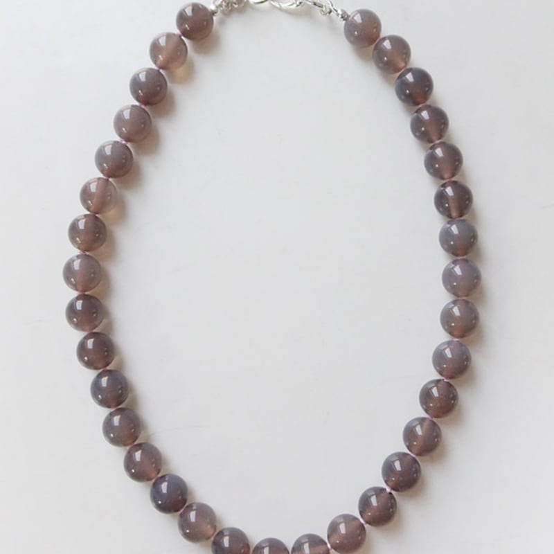 

August Harmony Taupe Gemstone Knot Necklace / 12mm One