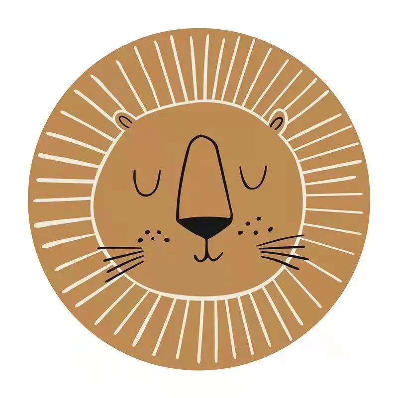 Cartoon Lion Playmat Round Shape Mat for Children Kid Play Pad Round Carpet Living Room Rug for Bedroom Pography Props