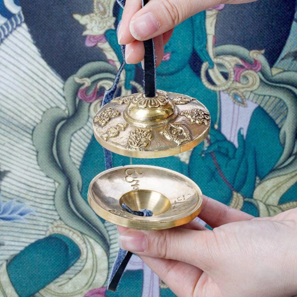 The Eight Auspicious Symbols Tingsha Cymbal Bell Handcrafted Brass Chime Bells  Buddhist