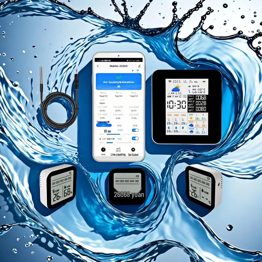 Monitor de Calitate a Aerului WiFi Tuya & Stație Meteo Inteligentă, Termometru și Higrometru Wireless de Interior/Exterior