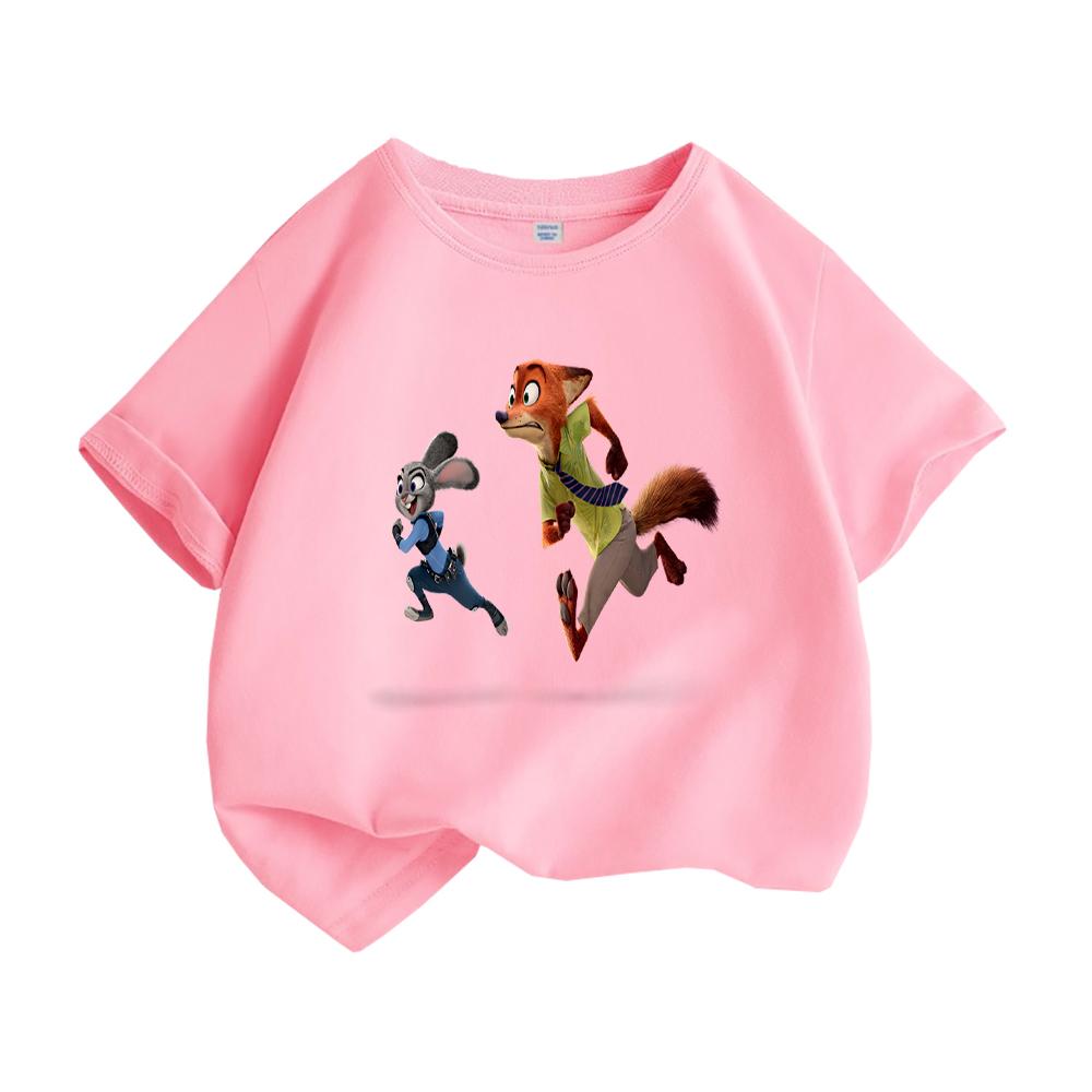 Crazy Animal City Kids T Shirt Cartoon Rabbit Fox Printed Toddler Boys Girls Short Sleeve Cotton Casual Summer Fashion Top Tees