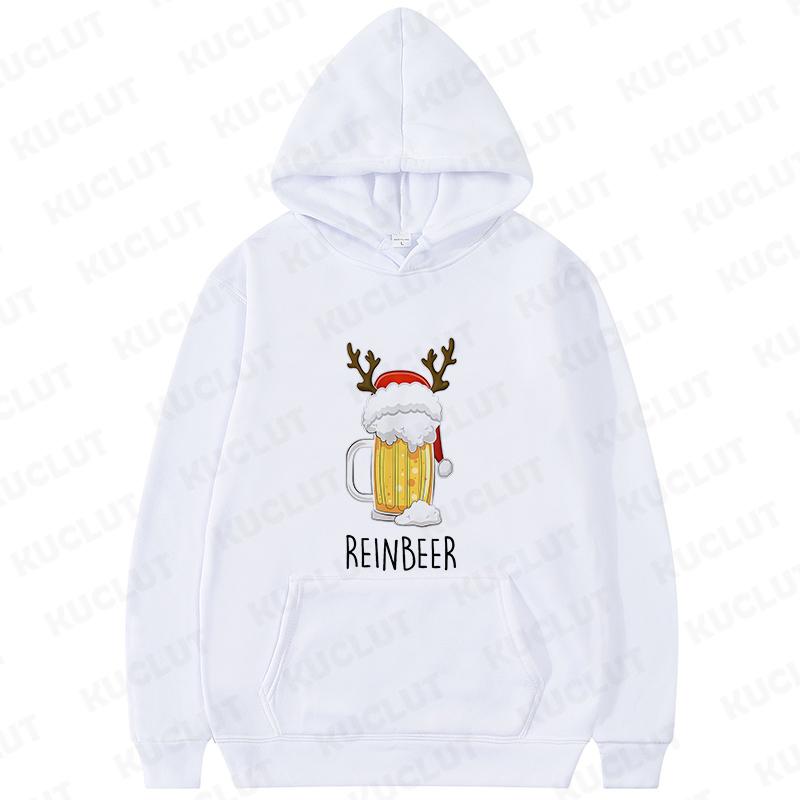 Beer Reindeer Christmas Women's Sweatshirt Drinking Lover Hooded Funny Santa Xmas Graphic Tops Female Pullover Hoodies Outerwear
