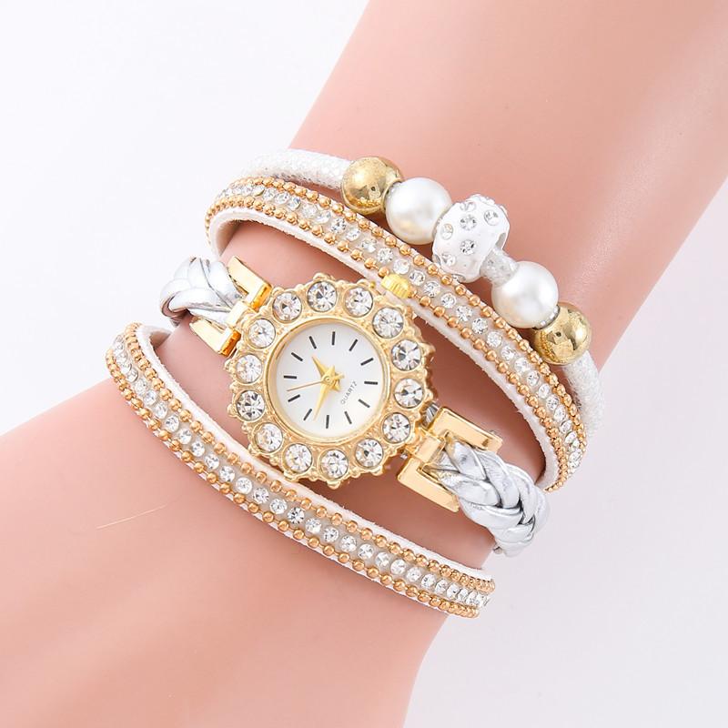 Women Fashion Quartz Wrist Vintage Weave Wrap Watch Bracelet