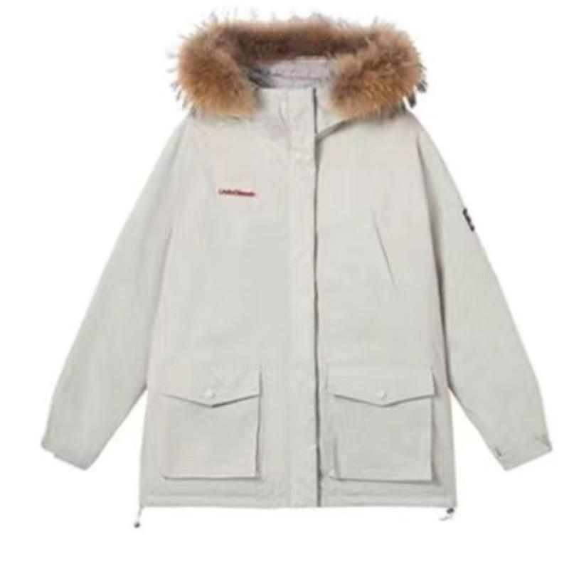 

Ретро Рабочая одежда для пар для мужчин и женщин Пуховик с капюшоном и хлопковой подкладкой Средней длины Зимняя теплая Свободная куртка XL