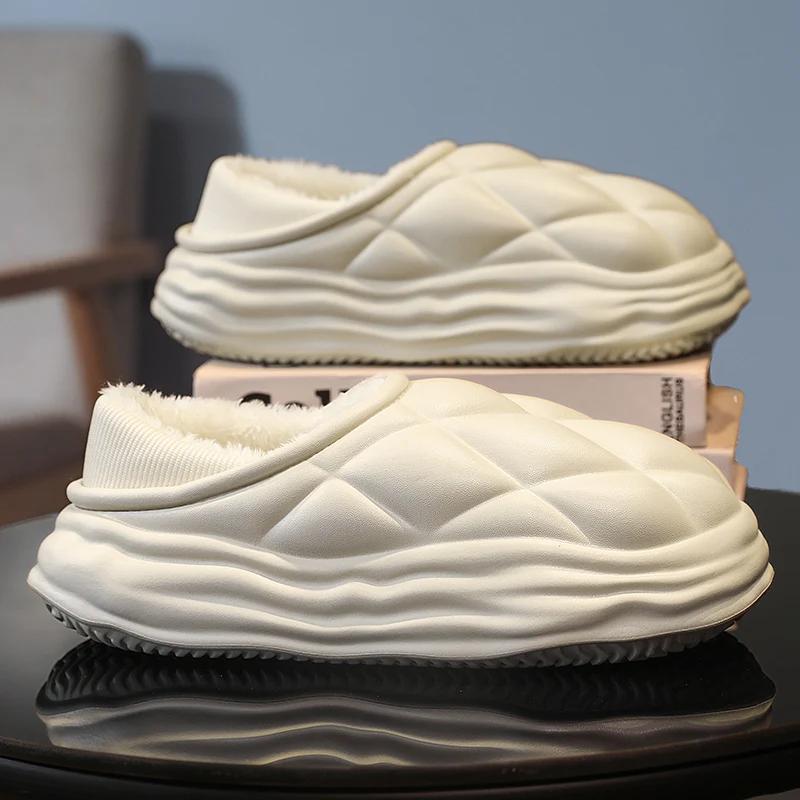 

Тапочки, закрывающие каблук, мужские тапочки с добавлением хлопка, водонепроницаемые тапочки, мягкие и удобные, нескользящие, износостойкие 44-45