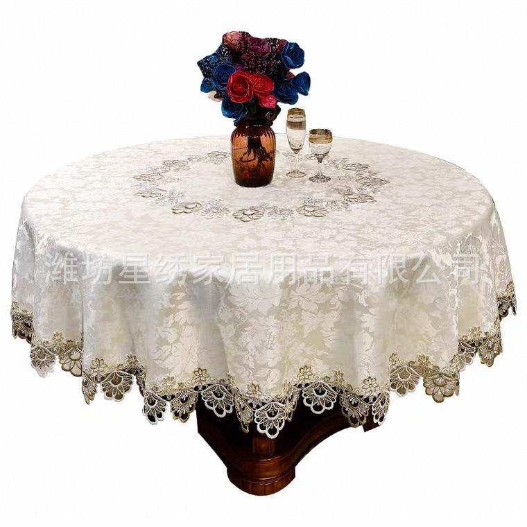 Round Table Tablecloth European Lace Fabric Artist Household Large Round Table Tablecloth Hotel Restaurant Table Cloth