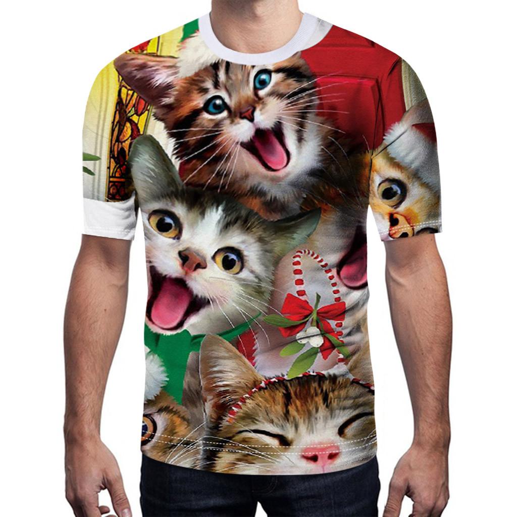 

Женская и мужская рождественская повседневная футболка с коротким рукавом и буквенным принтом, блузка, топы