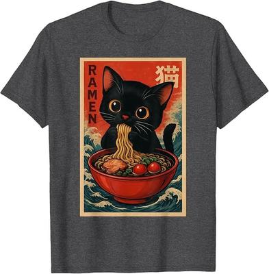 Kawaii Anime Cat Ramen Funny Graphic Tees Men Women Kids T-Shirt