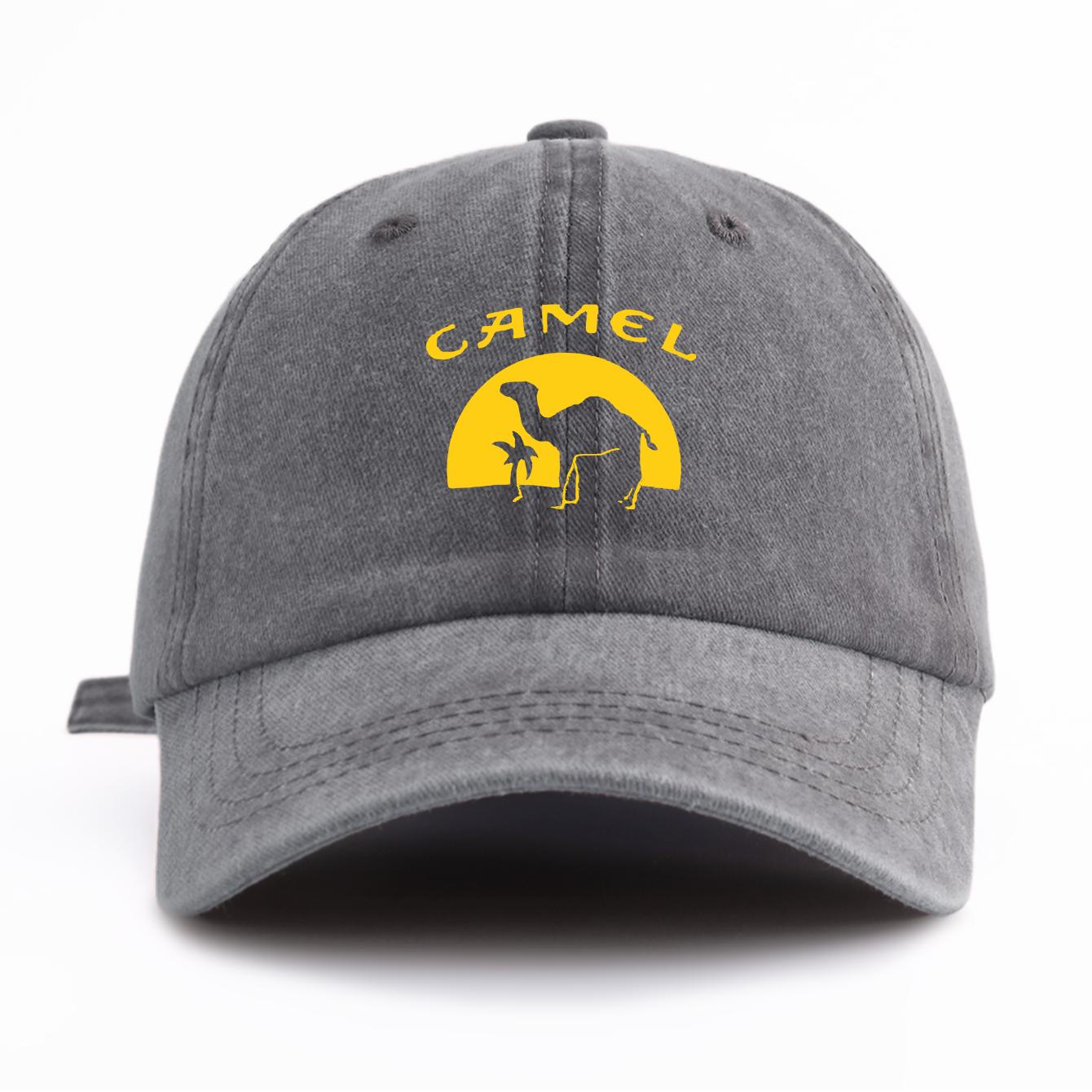 

1pc Camel Print Washed Baseball Cap for AdultsMinimalist Retro Style Casual Soft Adjustable Dad Hat Perfect As Gift