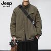 JEEP SPIRIT Men's Retro Plaid Stand-Collar Winter Jacket