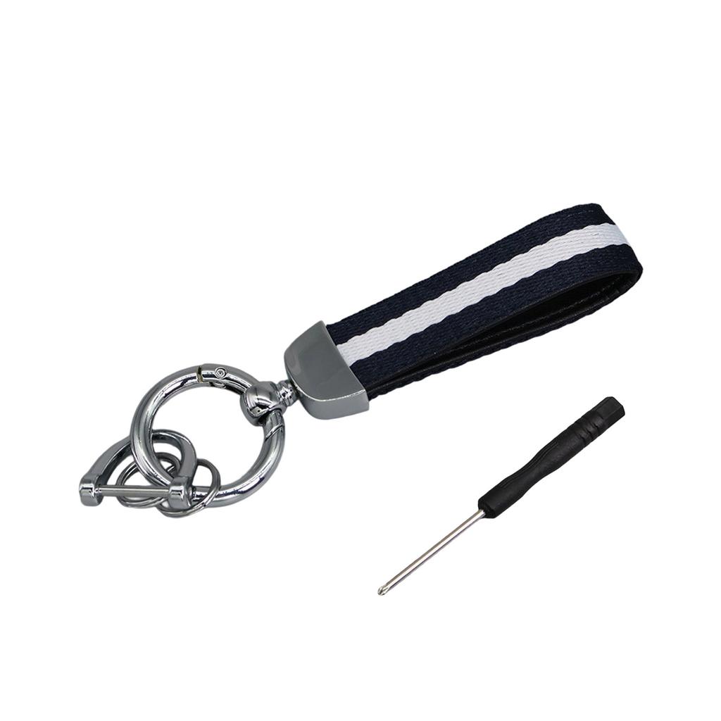 Double Layer Striped Keychain with Ring Universal Fit for Car Keys and Home Keys Durable Multi Color Design