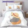 Nyanko Sensei Muster Bettwäsche, Steppbett Set Bettbezug Kissenbezug Zuhause Geburtstagsgeschenk (1 Bettbezug + 2 Kissenbezüge, ohne Füllung)
