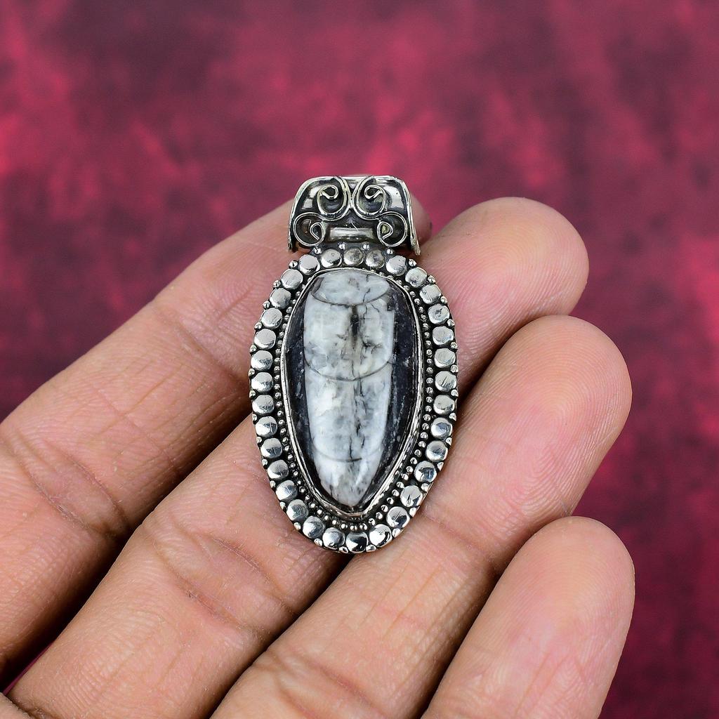 Orthoceras Fossil Jewelry, 925 Solid Sterling Silver Pendant Handmade Gemstone Jewelry, Gifts For Wedding Pendant