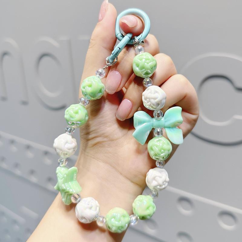 Adorable Cartoon Sanrio Handmade Beaded Mobile Phone Chain Keychain Cute Bag Pendant