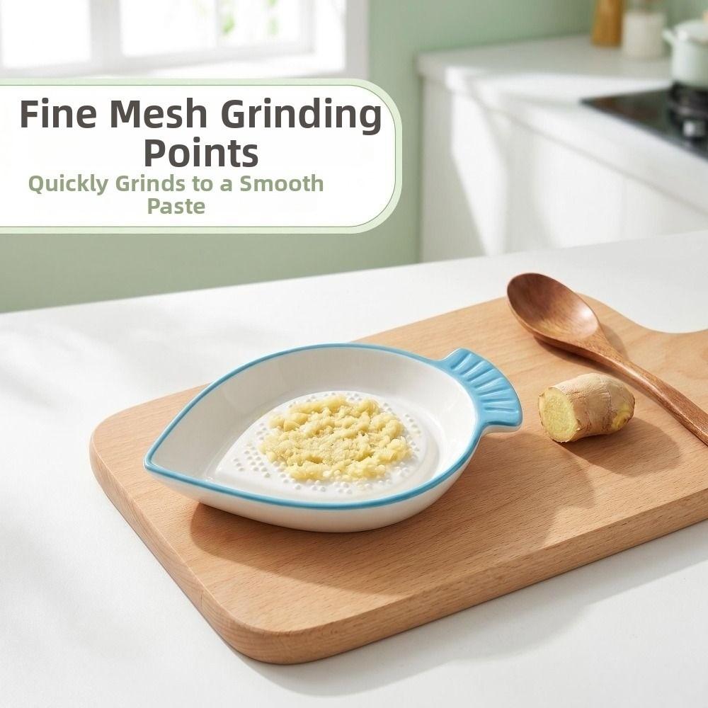 Non-Slip Hand Garlic Ginger Masher Ceramic Seasoning Dipping Dish Kitchen Gadget