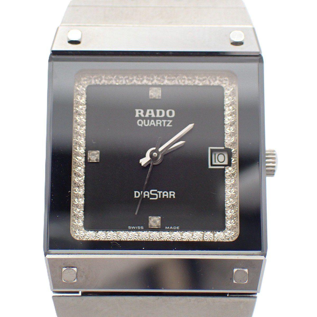 Used Rado Diastar Quartz Ladies Watch Carbide Case Black Dial Genuine SS Belt 111.0156.3 [Ioki Pawnshop]