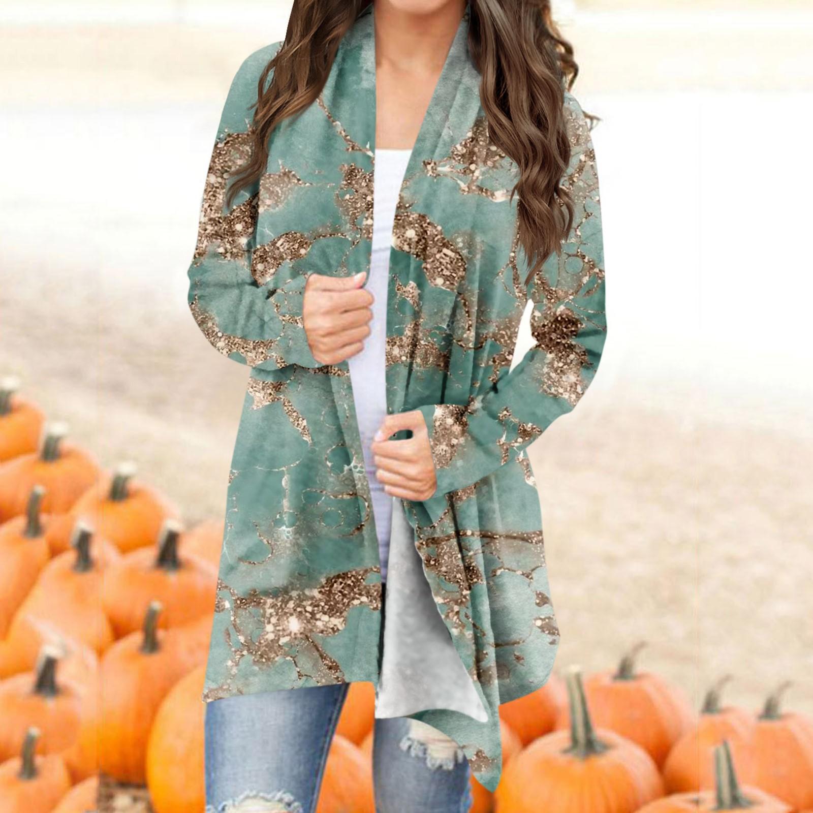 

Женская модная повседневная куртка-кардиган средней длины с цветочным принтом XXL темно-зеленого