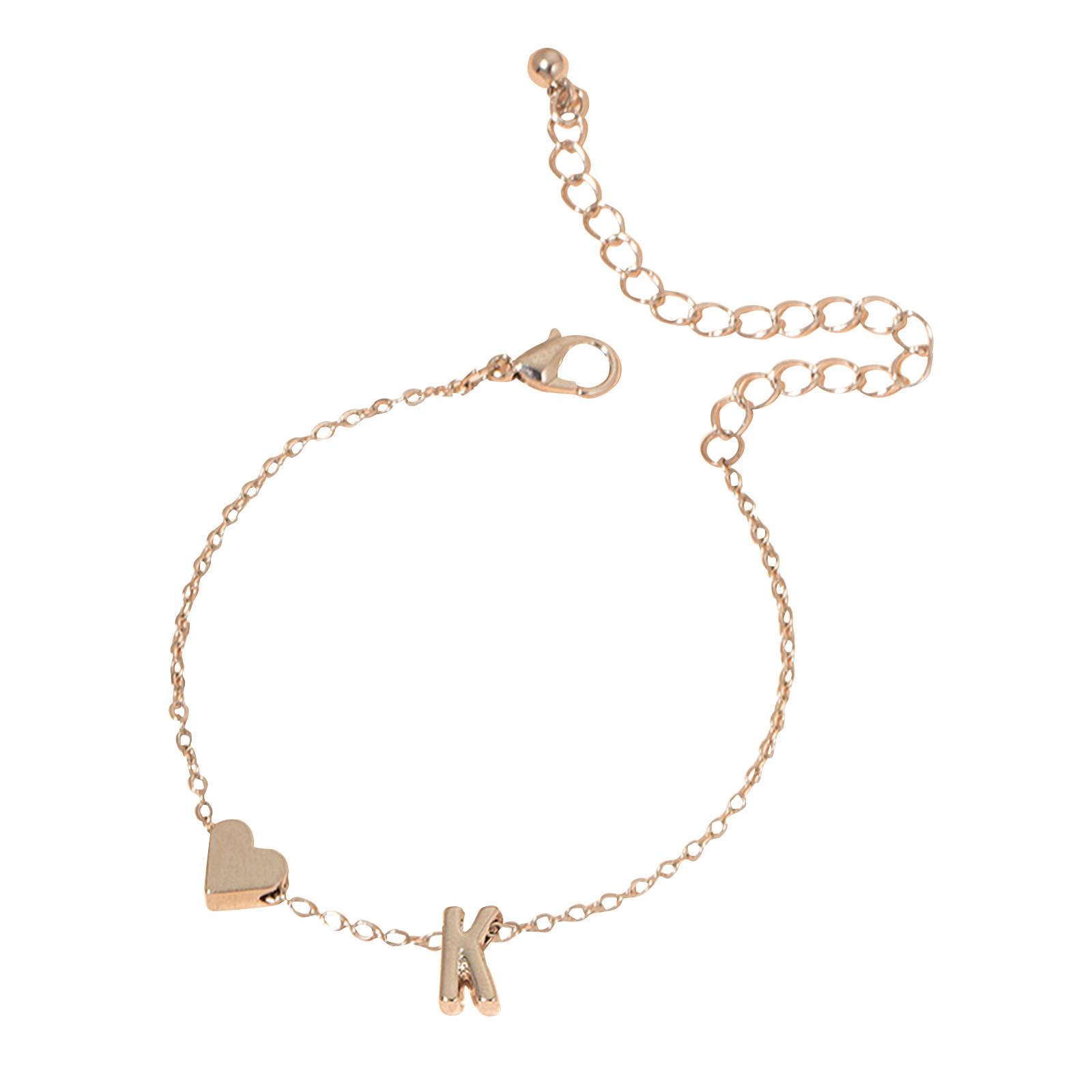 

Браслет с инициалами в форме сердца, браслет с буквами в форме сердца, персонализированный браслет с монограммой, 1 шт. One Size